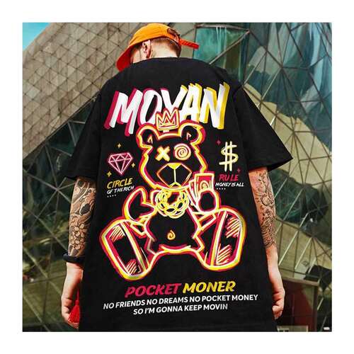 Mens Fshion Guocho T-shirt Hip Hop Loose Short Sleeved