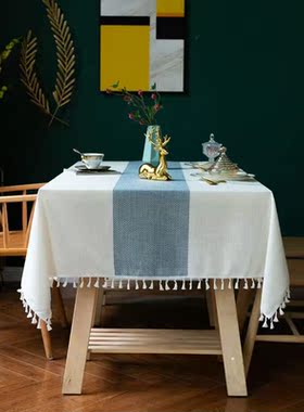 Cotton Linen Fabric Tablecloth Rustic Farmhouse Kitchen