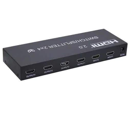 4K HDMI 2.0 Switcher 2X4 Splitter with HDMI 2.0 audio extrac