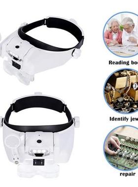 Head Mounted Binocular Eyewear Loupe Magnifier USB Rechargea