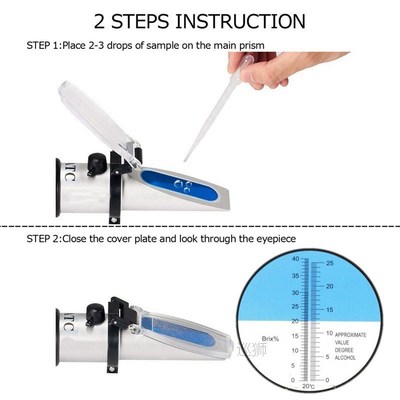 Handheld Grape refractometer for wine 0-25% Spirits Tester A