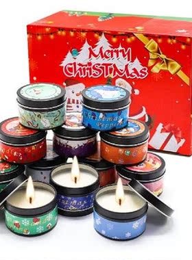 12pcs Christmas Themed Scented Candle Long-lasting And Full