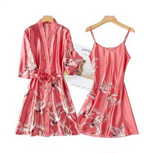 Women Rayon 2PCS Robe Set Bride Bridesmaid Wedding Robe Gown