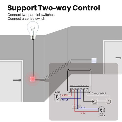 Tuya Mini 16A WiFi Switch Module with Smart Life App 2 Way C