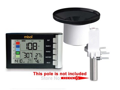 misol Rain Gauge, LCD display, Temperature Humidity measurem