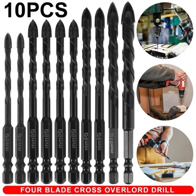 10Pcs Hex Shank Drill Bit 5/6/8/10/12mm Reaming Drill Cement