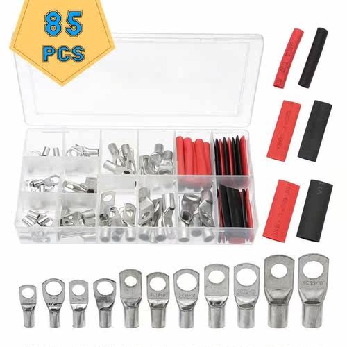 85Pcs Tinned Copper Ring Lug Terminal Connector With Solder