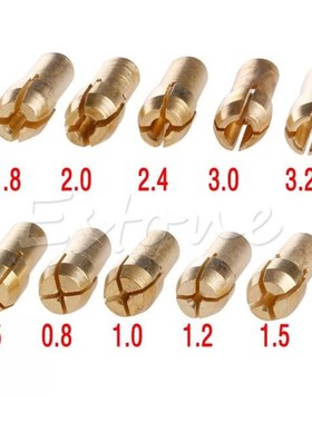 10Pc 0.5-3.2mm Brass Drill Chucks Collet Bits Set Fit Nut 适