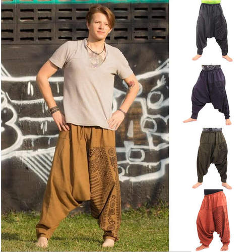 Men Hiphop Harem Pants Crotch Baggy Joggers Plus Size Boho G