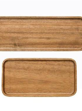 Acacia Serving Tray, Rectangular Solid Wood Flat Bottom