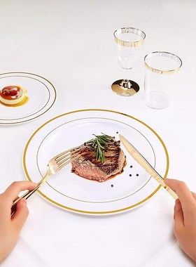 New Gold Plastic Plates 60 Pieces, Disposable Wedding Plate