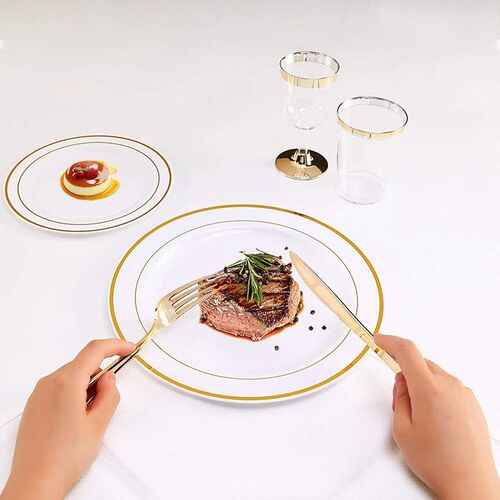 New Gold Plastic Plates 60 Pieces, Disposable Wedding Plate