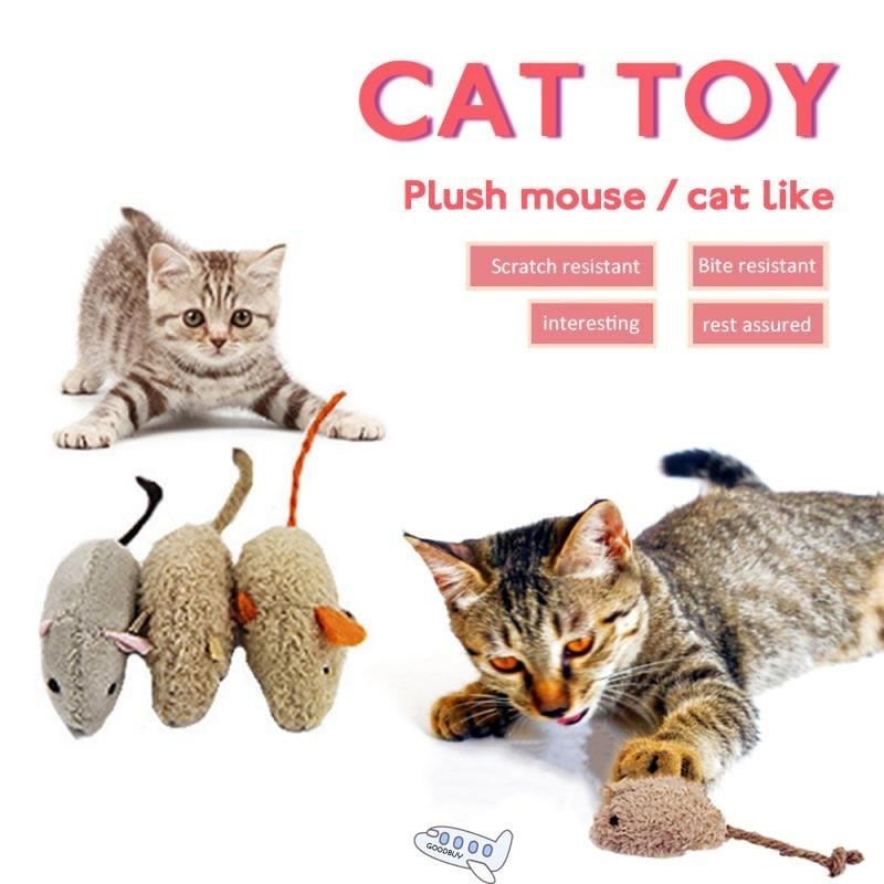 3Pcs Mix Plush Simulation Mouse Cat Toy Plush Mouse Cat Scra