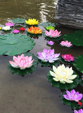 Artificial Lotus Water Lily Floating Flower Pond Tank Plant