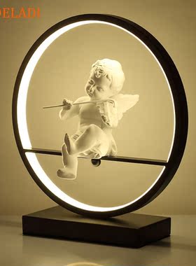 Angel table lamp bedroom bedside LED light modern decorative