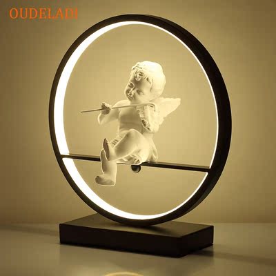 Angel table lamp bedroom bedside LED light modern decorative