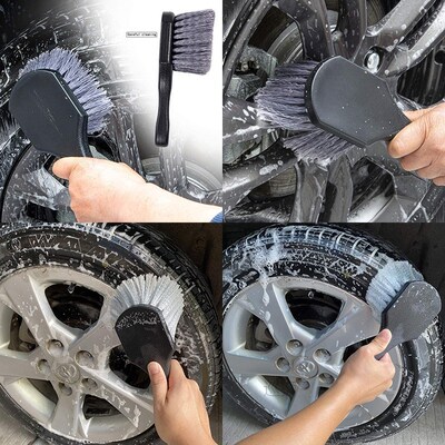 2PCS Car Tire Cleaning Brush Soft Bristle And Microfiber Whe