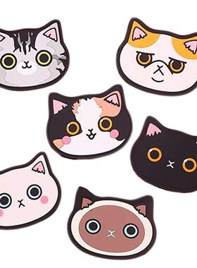 6PCS Cat  Silicone Coaster Mug Rubber Mat for Wine Glass Tea