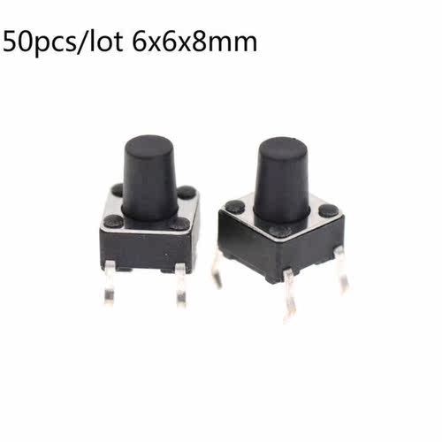 50pcs/lot DC 12V 0.5A 6x6x8MM 4PIN Tactile Tact Push Button