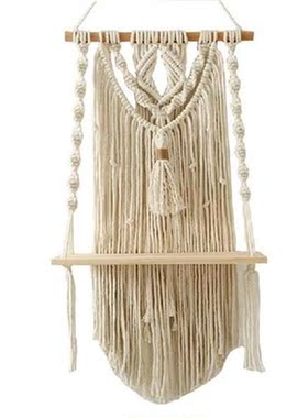 Macrame Tapestry Rack Wall Hanging Shelf Boho Handmade