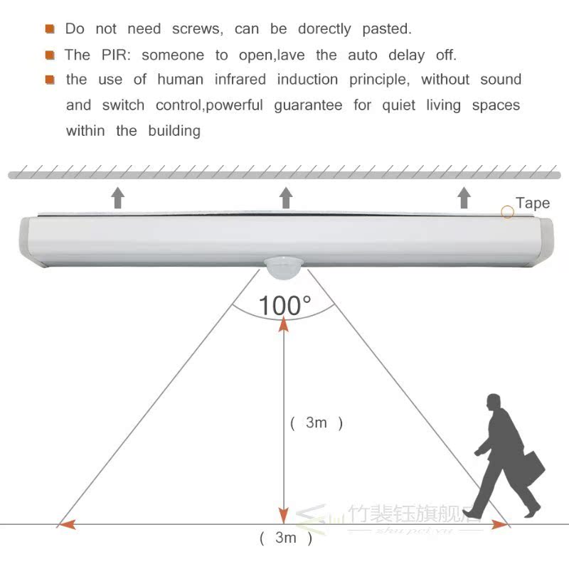 Excellent Portable Motion Sensor LED Bar light Bulb Battery