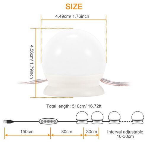 20--Glue Stickers-Color Vanity-Mirror Wall Light Table-Lamp