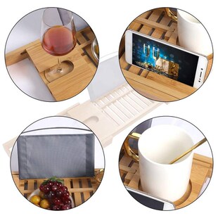 Extendable Bamboo Bathtub Tray Nonslip Bath Tray Spa Bathtub