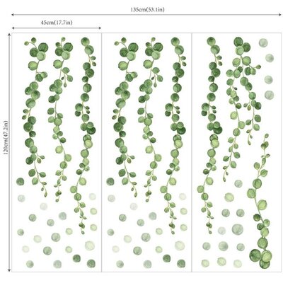 Green Large Size Watercolor Chlorophytum Wall Sticker Remova