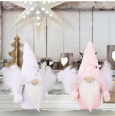 Merry Christmas Gnomes Elf Doll Hanging Ornament Feather Win