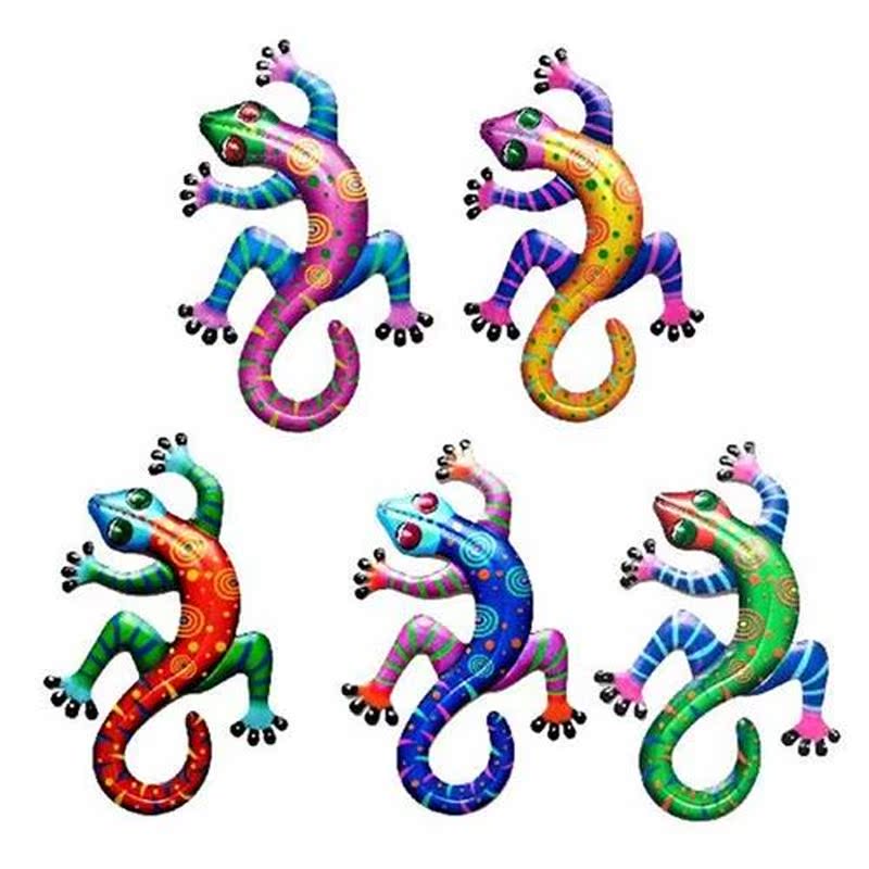 5PCS Rustproof Iron Gecko Metal Home Garden Wall Decoration