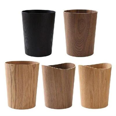 Creative Storage Wooden Trash Can Home Bucket Garbage Bin