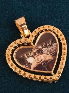 Custom Rotating Double-Sided Heart Love Shape Photo Pendant