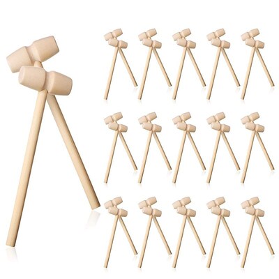 32 Pcs Mini Wooden Hammers Wood Crab Lobster Mallets Hardwoo