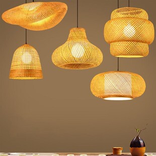 Bamboo Weaving Droplight Chinese Zen ea Room Lamp Decor with