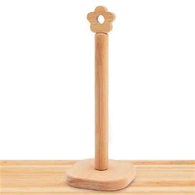 Wood Paper Towel Holder Kitchen Hollow Flower Paper Hanger