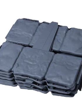 12Pc Grey Garden Fence Edging Cobbled Stone Effect Plastic