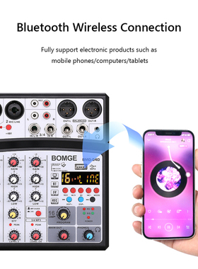 4 Channels Audio Sound Mixer Mixing DJ Console Bluetooth