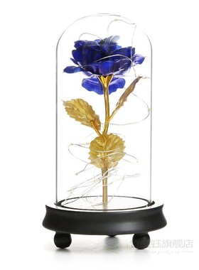 Gift For Girlfriend Hot Red Rose Flower In Glass Dome Woode