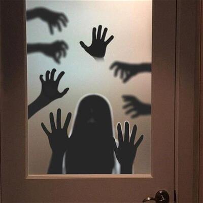Bathroom Decoration Sticker Handprint Shadow Window Wall
