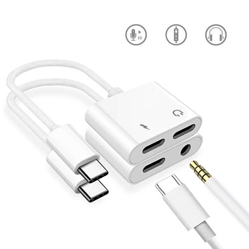 2 in 1 USB C Male to 3.5mm Headphone Type C Earphone Jack A