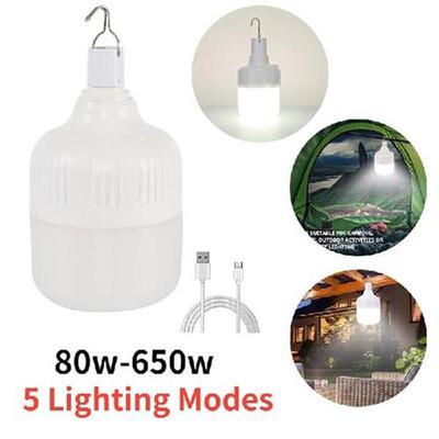 80W-650W Camping Light USB Rechargeable LED Bulb 5 Lighting