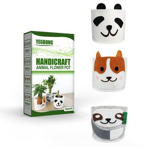 3PCS Cute Felt Flower Pot Trays Fabric Storage Basket Home O