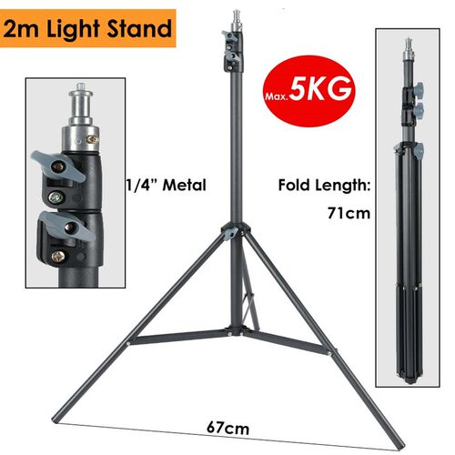 Heavy Duty Metal 2m Light Stand Max Load to 5KG Tripod for P