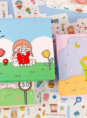 100 Sheets Set Cartoon Cute Transparent Paper Journal Sticke