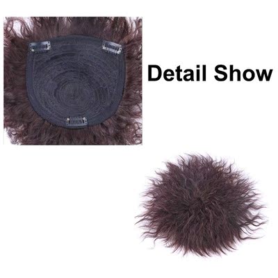 Black Brown Curly Hair Top Toupee Clip In Synthetic Hair Ext