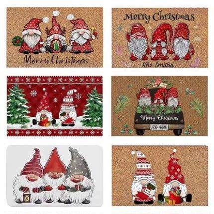 Christmas Gnome Floor Mat Doormat Cute Xmas Elements