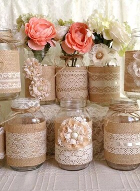 2Meter 5cm Natural Jute Burlap Lace Ribbon With White Lace T