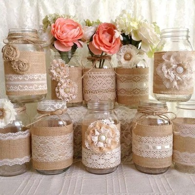 2Meter 5cm Natural Jute Burlap Lace Ribbon With White Lace T