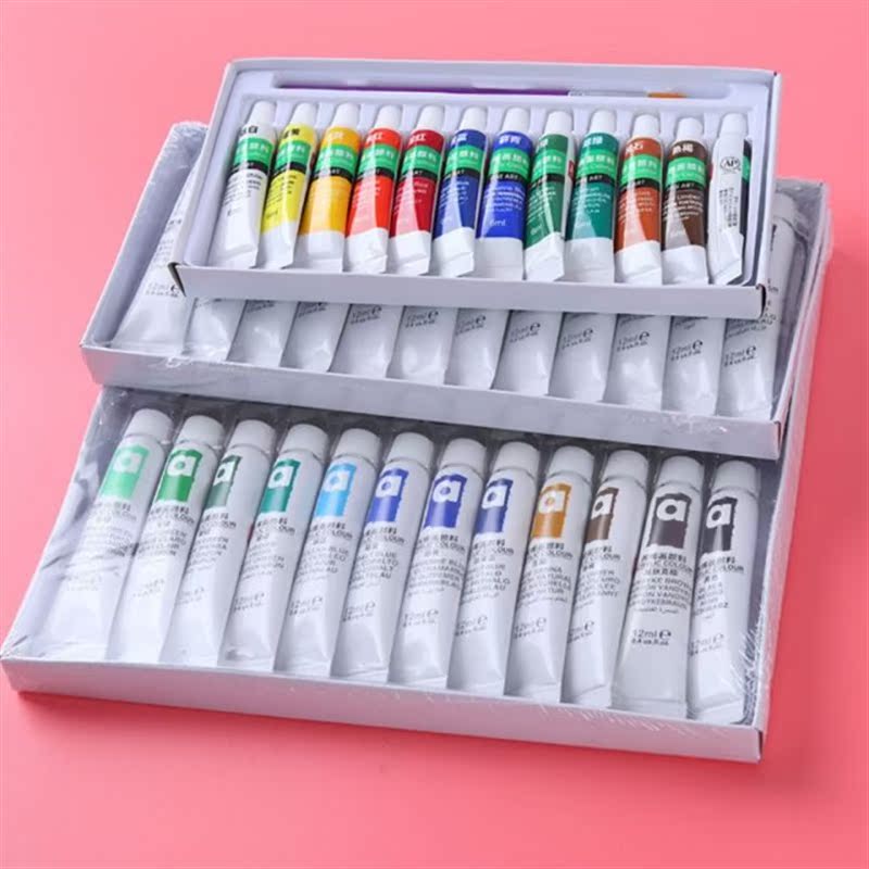 12/24 Colors Professional Acrylic Paints Brush Set 12ml Tube