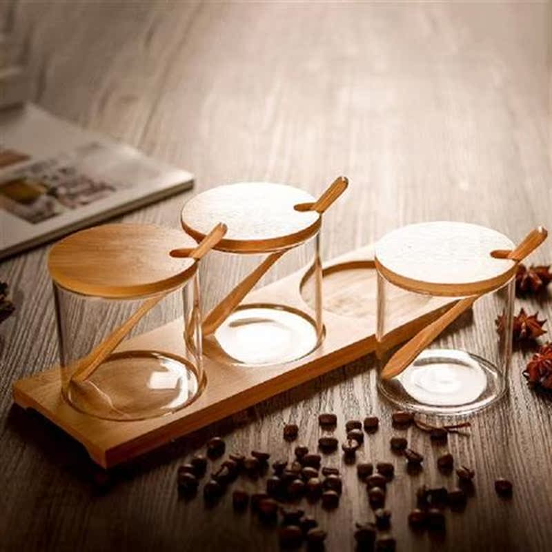 3 Pcs/1 Glass Terrarium Lid Seasoning Caddy Combo Pack